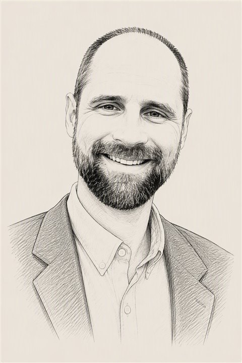 Illustrated portrait of Kit Mackie
